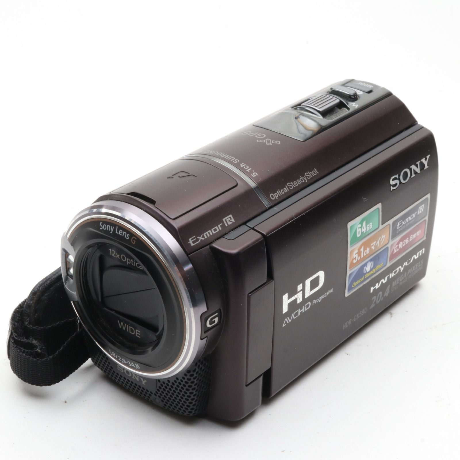 【美品】SONY Handycam HDR-CX590V ボルドーブラウン SONY HDビデオカメラ Handycam HDR-CX590V