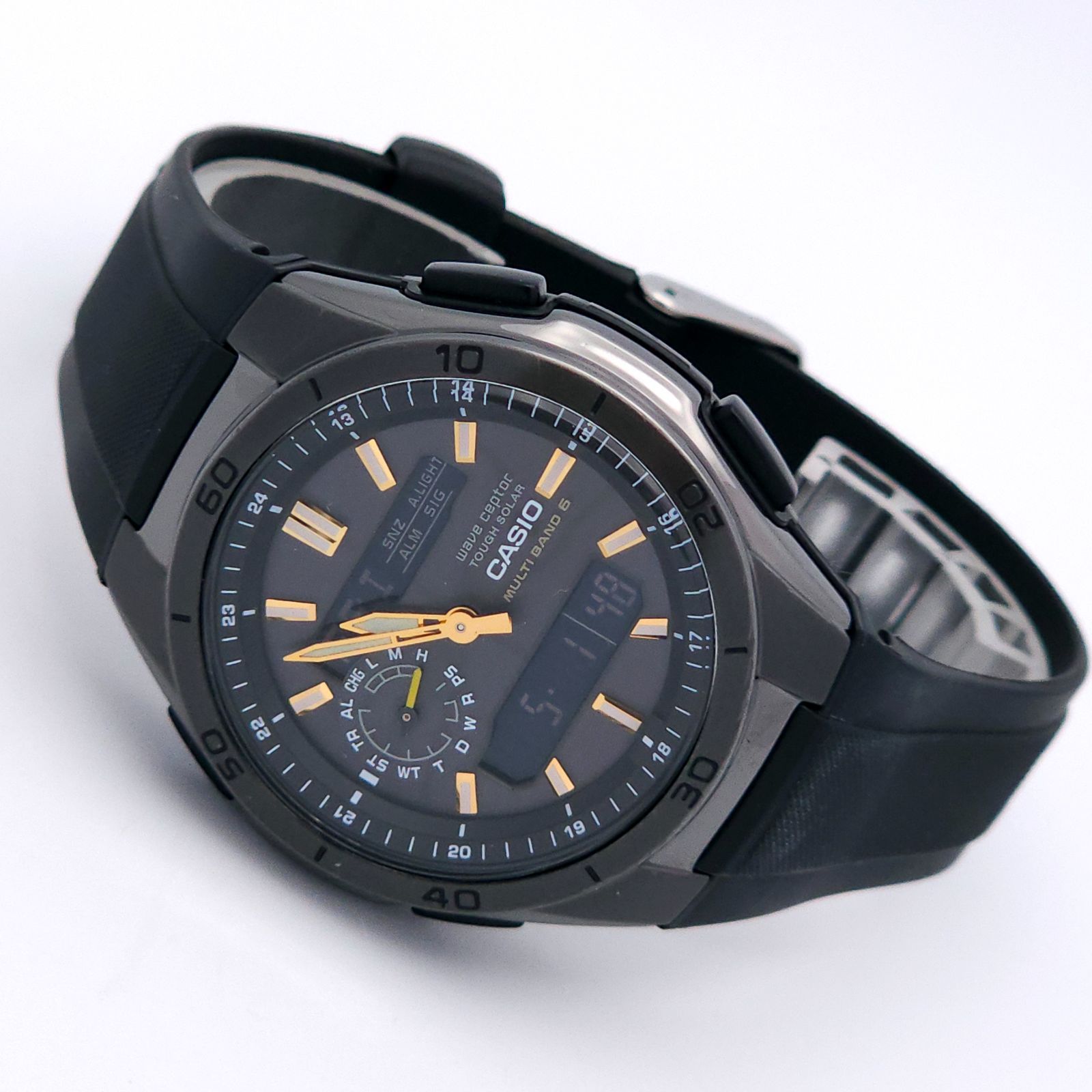 CASIO カシオ ウェーブセプター WVA-M650 ソーラー電波 動作品 黒 