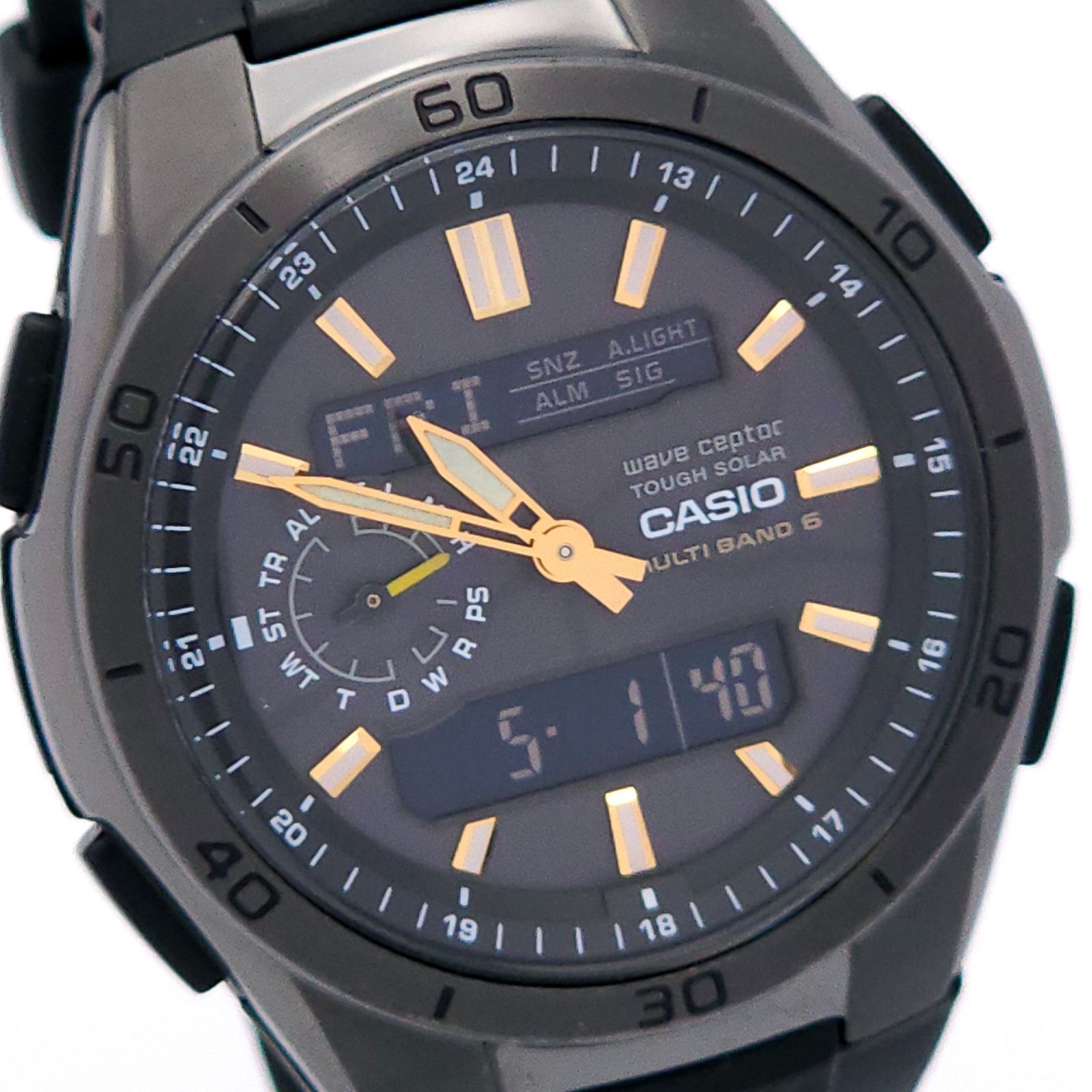 CASIO カシオ ウェーブセプター WVA-M650 ソーラー電波 動作品 黒 