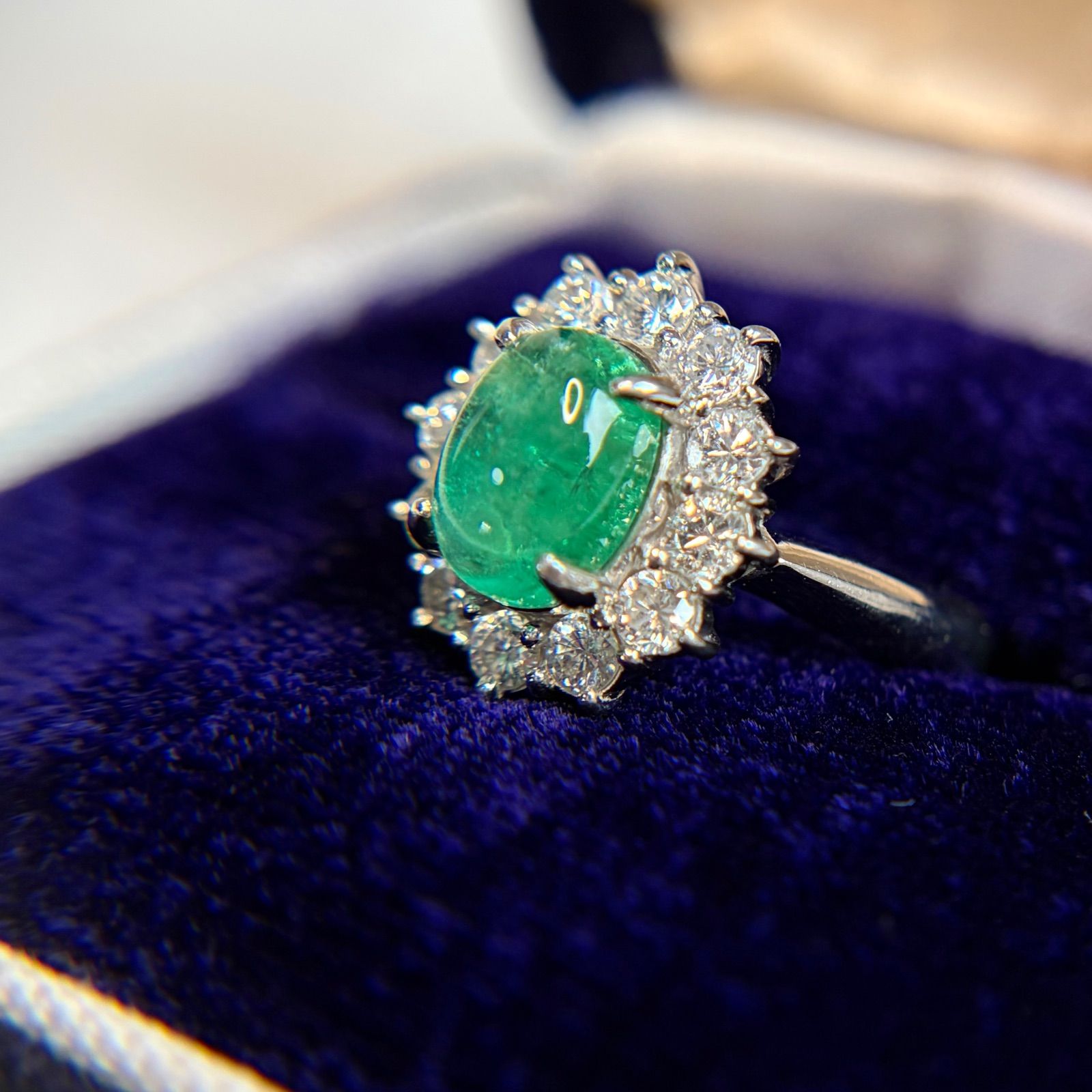 極上2.03ct】天然エメラルド ダイヤモンドリング Pt900 鑑別書付 11号