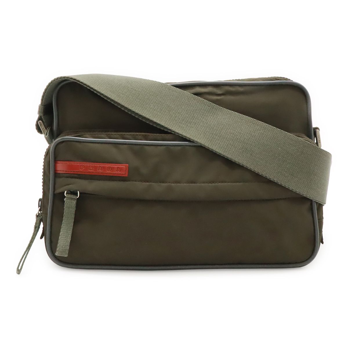 PRADA プラダ 筒型 ショルダーバッグ ナイロン カーキ PRADA プラダ ショルダーバッグ ナイロン グリーン レディース 中古