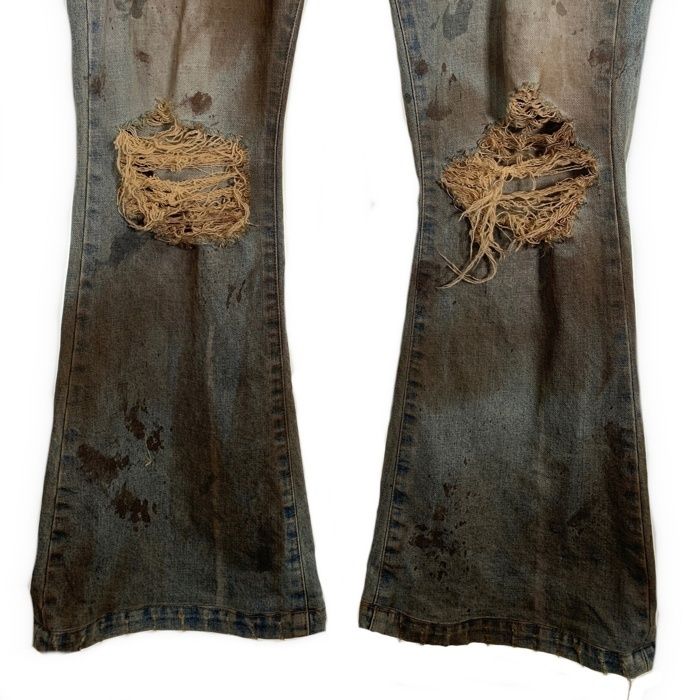 MLVINCE メルヴィンス 23AW DISTRESSED FLARE JEANS ダメージ加工