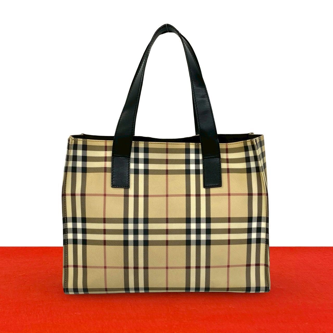 極美品 BURBERRY サフィアーノレザー ハンドバッグ ノバチェック A4可