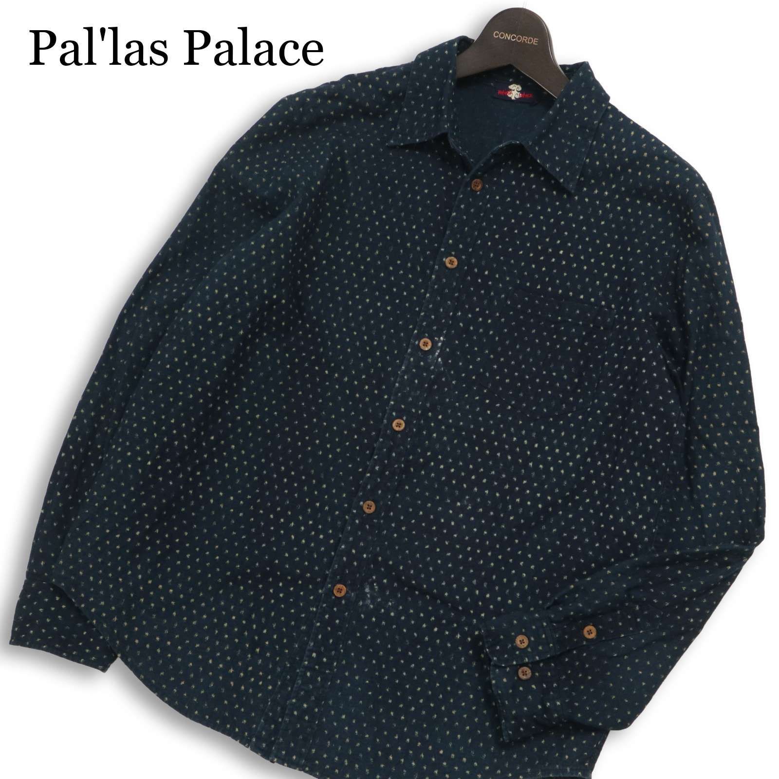 Pal'las Palace パラスパレス 通年☆ 長袖 ドビー ドット柄 インディゴ