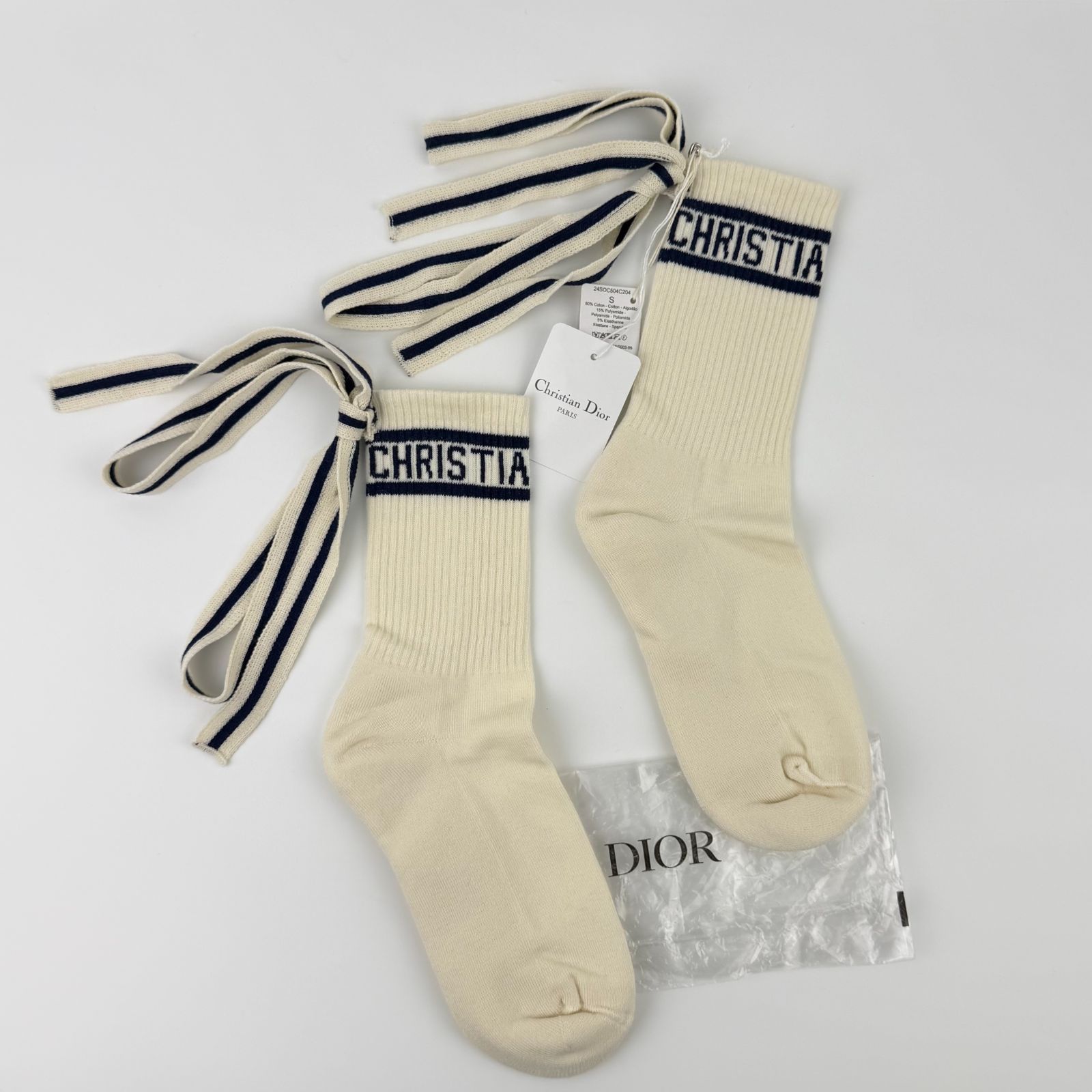 【中古】Christian Dior クリスチャンディオール 靴下 ソックス ホワイト ヴィンテージ レディース【中古美品】HIBUOCHI VINTAGE hboc260416a05