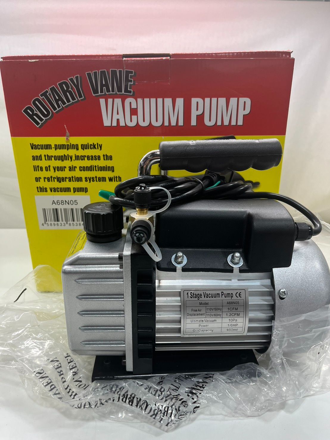 ● 未使用品 ロータリーベーン ROTARY VANE 真空ポンプ バキューム VACUUM PUMP A68N05 エアコン用 取扱説明書付き
