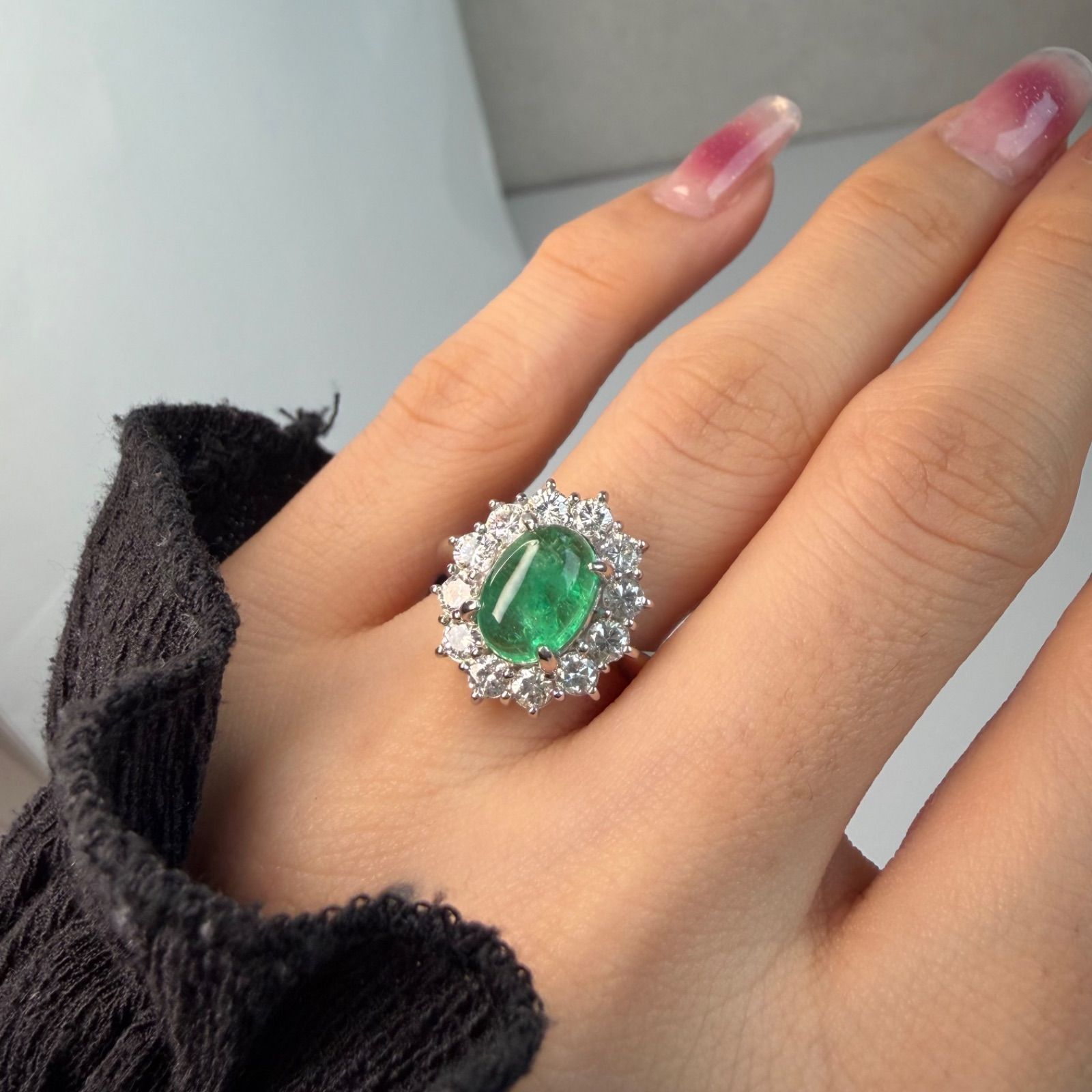 極上2.03ct】天然エメラルド ダイヤモンドリング Pt900 鑑別書付 11号