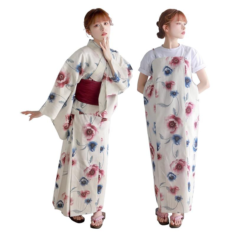 【新品】 [キョウエツ] 浴衣セット 変わり織 生成り ワンピース 2点セット(浴衣、兵児帯) レディース (2.スノーホワイト, フリーサイズ) 0