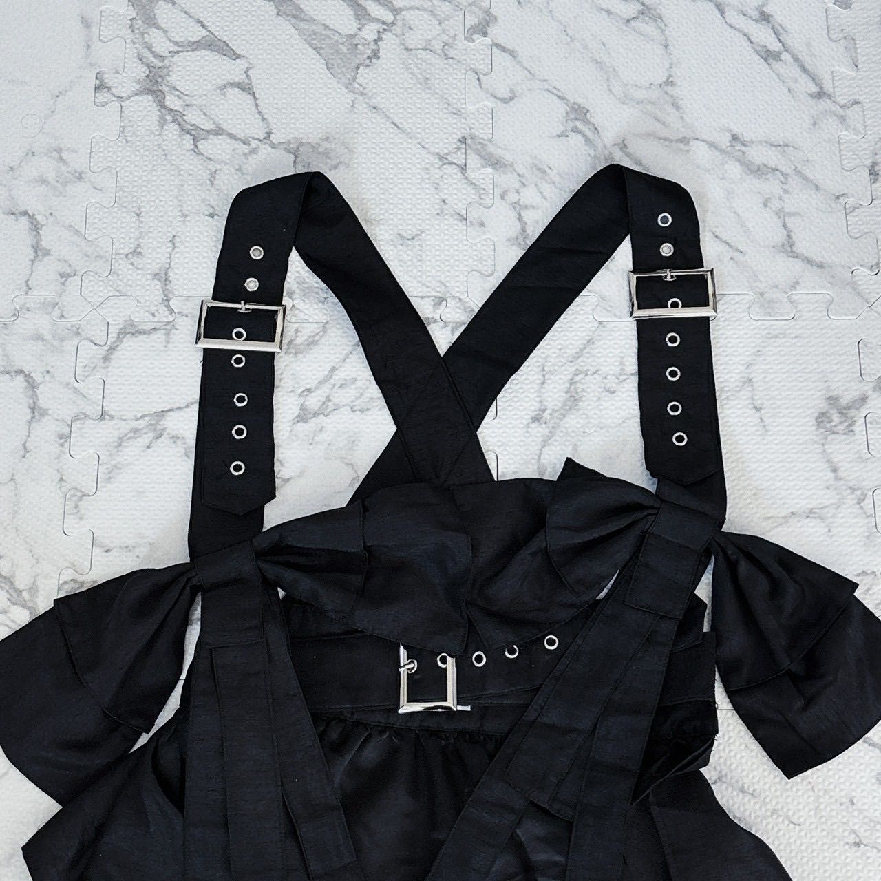 HEIHEI ヘイヘイ リボンハーネス ribbon vest フリル サスペンダー