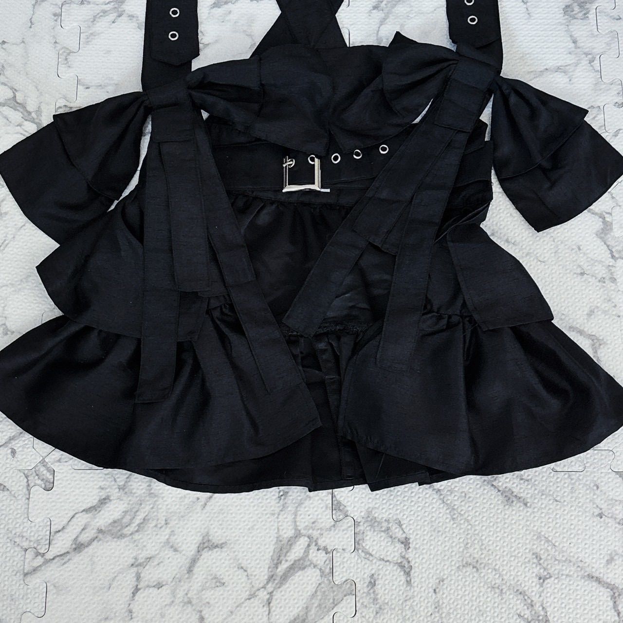 HEIHEI ヘイヘイ リボンハーネス ribbon vest フリル サスペンダー