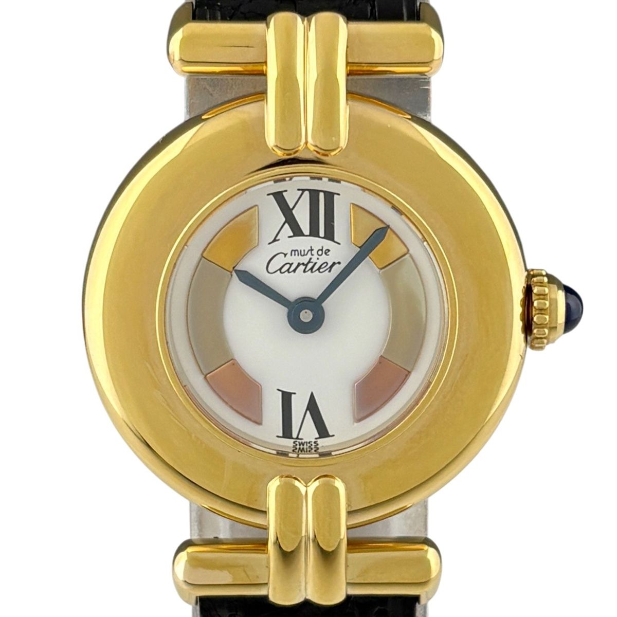 カルティエ Cartier 腕時計 マスト コリゼ ヴェルメイユ W1000753 (590002) ホワイト文字盤 GP SV925 ブラック レザーベルト クオーツアナログ Amazon.co.jp: (カルティエ)CARTIER マストコリゼ ヴェルメイユ