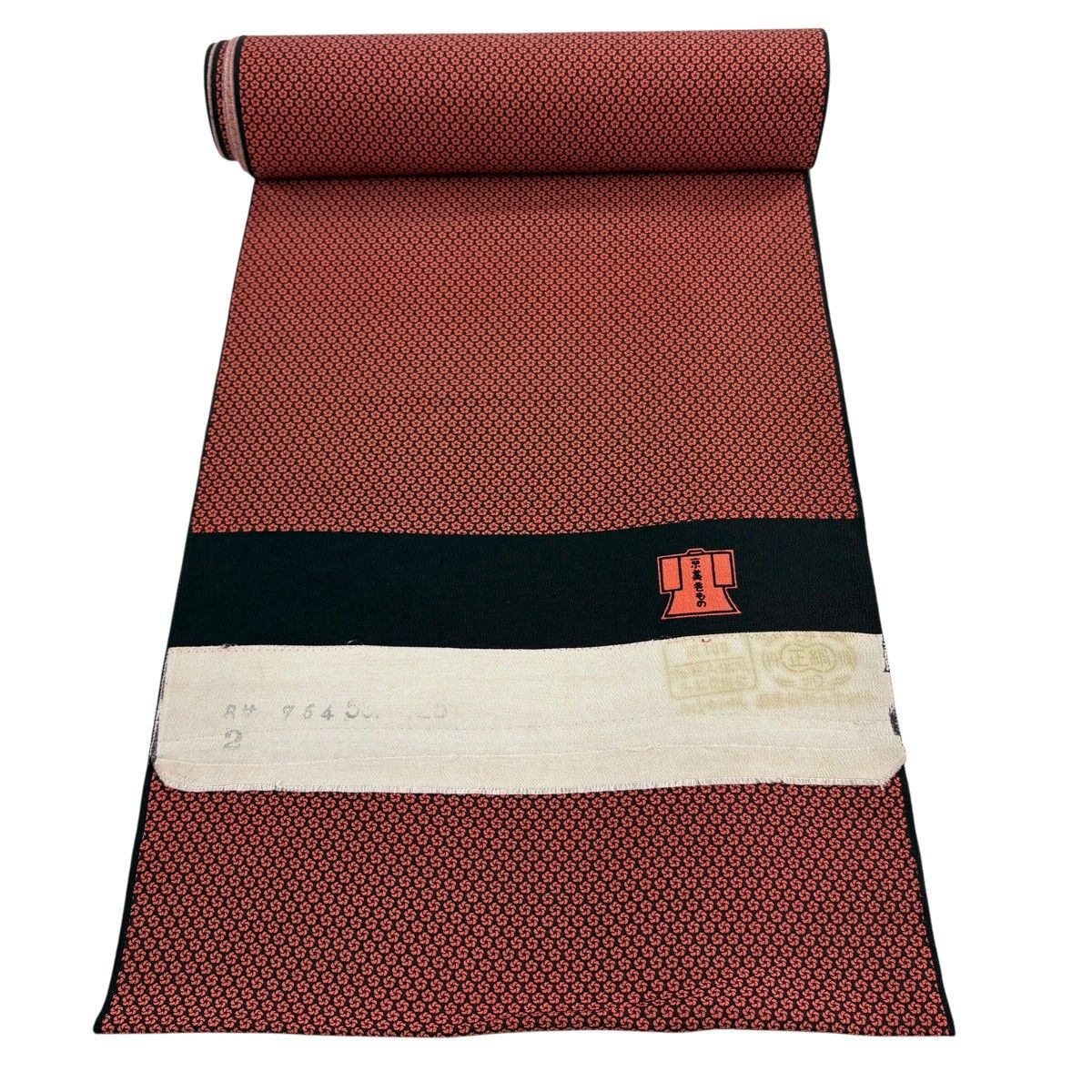 反物 秀品 小紋 小花 朱色 正絹 【中古】