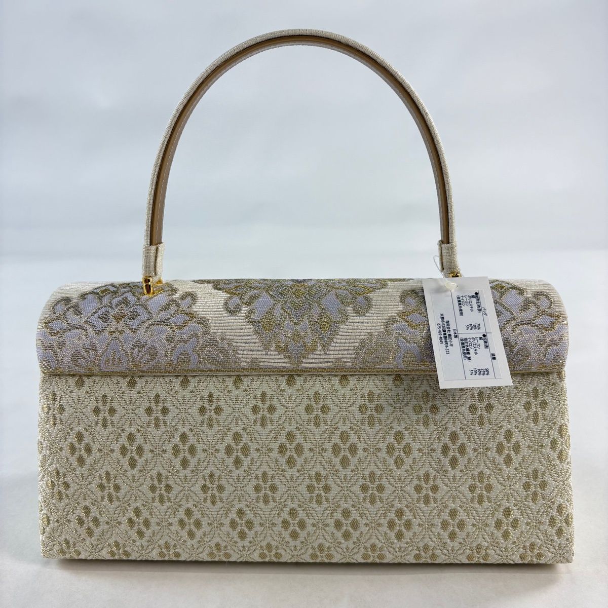 美品】 和装バッグ 優品 フォーマル 華文 金銀糸 クリーム 正絹 和装