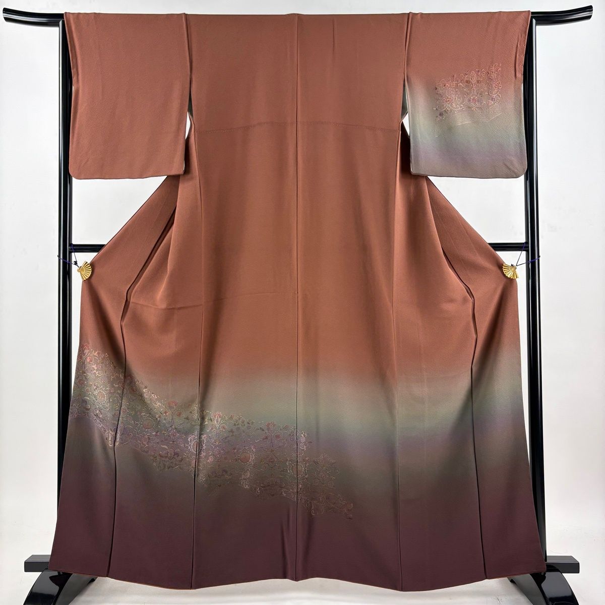 訪問着 身丈161cm 裄丈65.5cm 正絹 秀品 【中古】 訪問着 身丈161cm 裄64cm レディース 袷 風景画 裄Mサイズ 秋冬春用