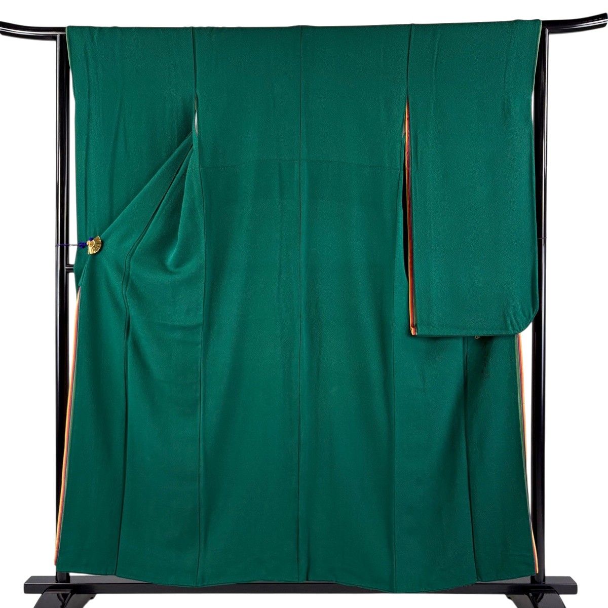 振袖 身丈155cm 裄丈65cm M 袷 斉藤三才 落款 緑 正絹 名品 【中古