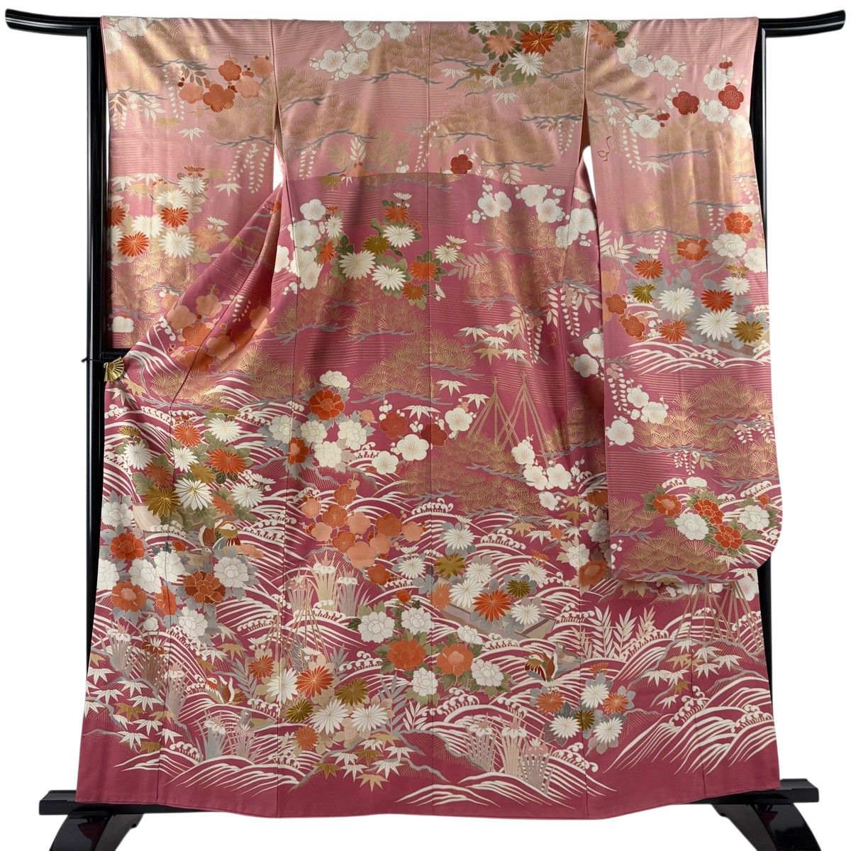 振袖セット　淡い花　身丈151 振袖|水色系|桜 牡丹 |5S478|対応身長:150-160cm|ｻｲｽﾞ:13号-17号｜全国