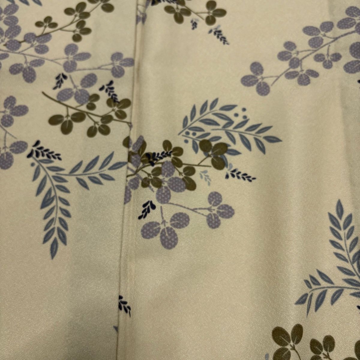 美品】 小紋 身丈164cm 裄丈64.5cm M 単衣 洗える着物 萩 薄茶色 化繊