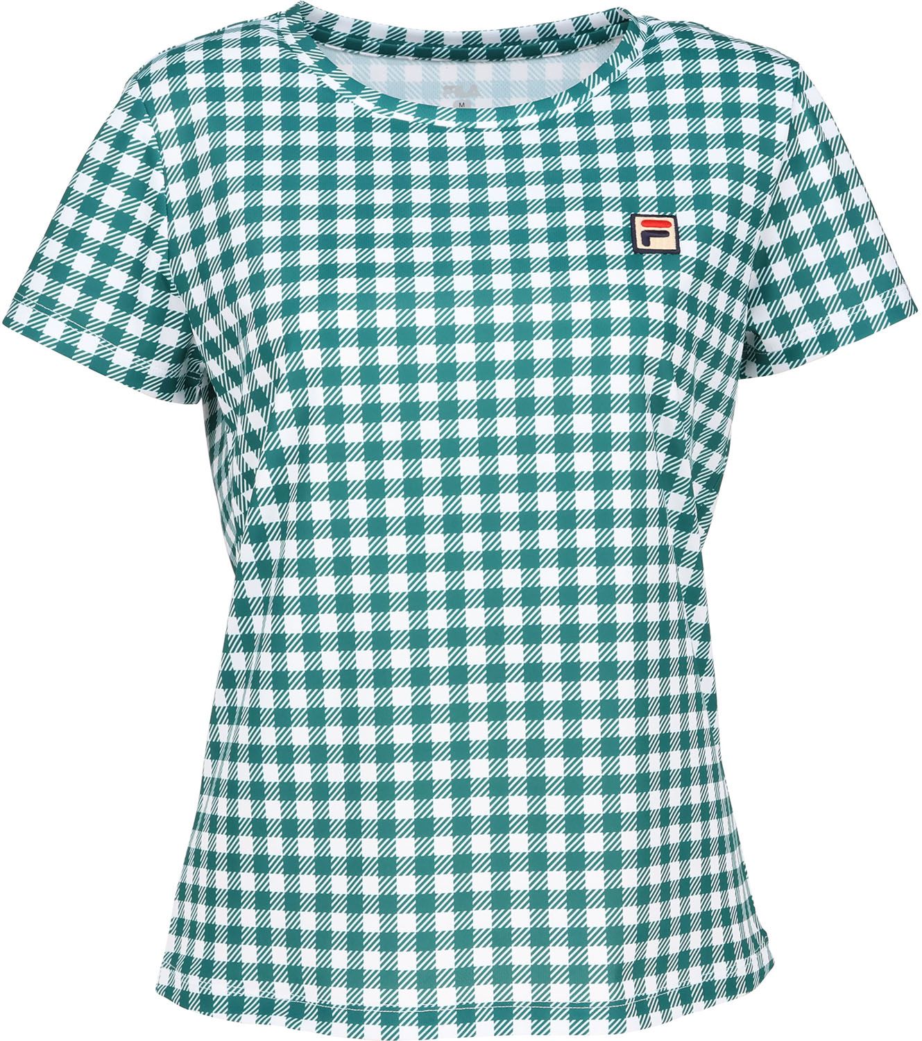フィラ FILA テニス ゲームシャツ レディース ウィメンズ 女性 テニスウェア Tシャツ トップス メッシュ 吸水 速乾 UVカット 高機能 ドライ ギンガムチェック 総柄 涼しい CZ6SGW013 DGN ダークグリーン 7,654円