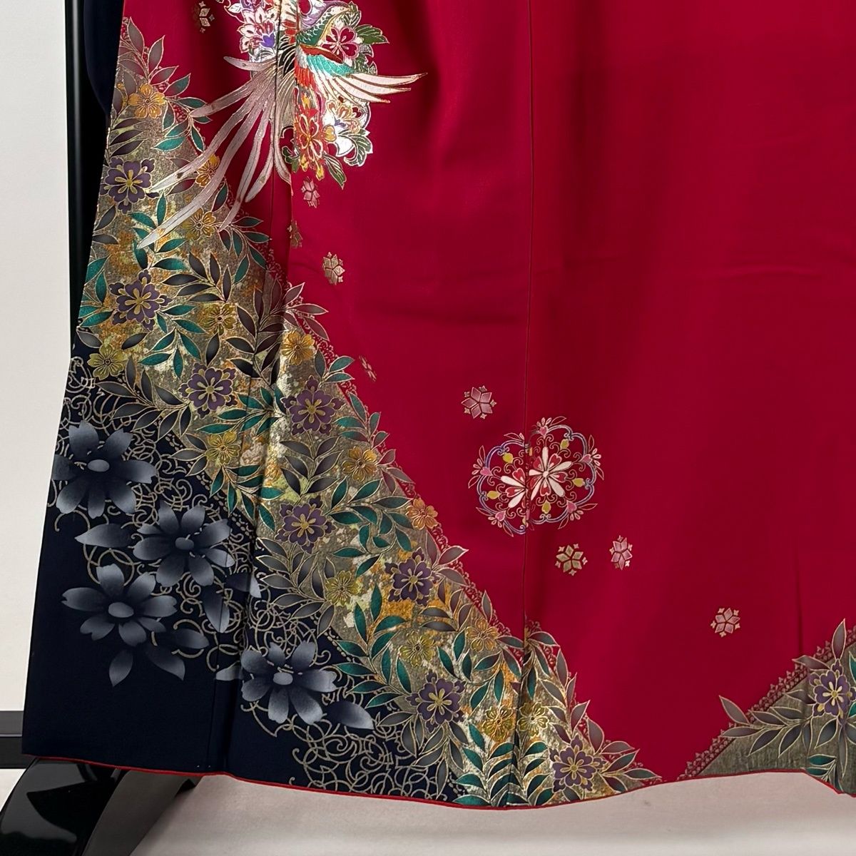 振袖 身丈158.5cm 裄丈66cm M 袷 鳳凰 華文 金銀彩 金糸 赤 正絹 秀品
