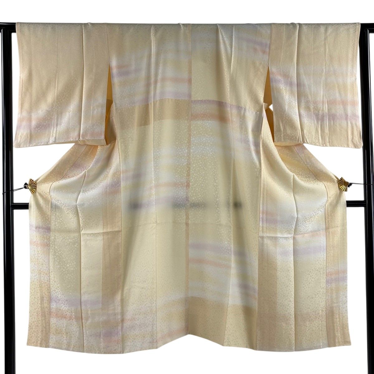 【美品】 長襦袢 身丈123cm 裄丈63.5cm S 地紋 霞 ぼかし クリーム 正絹 秀品 【中古】