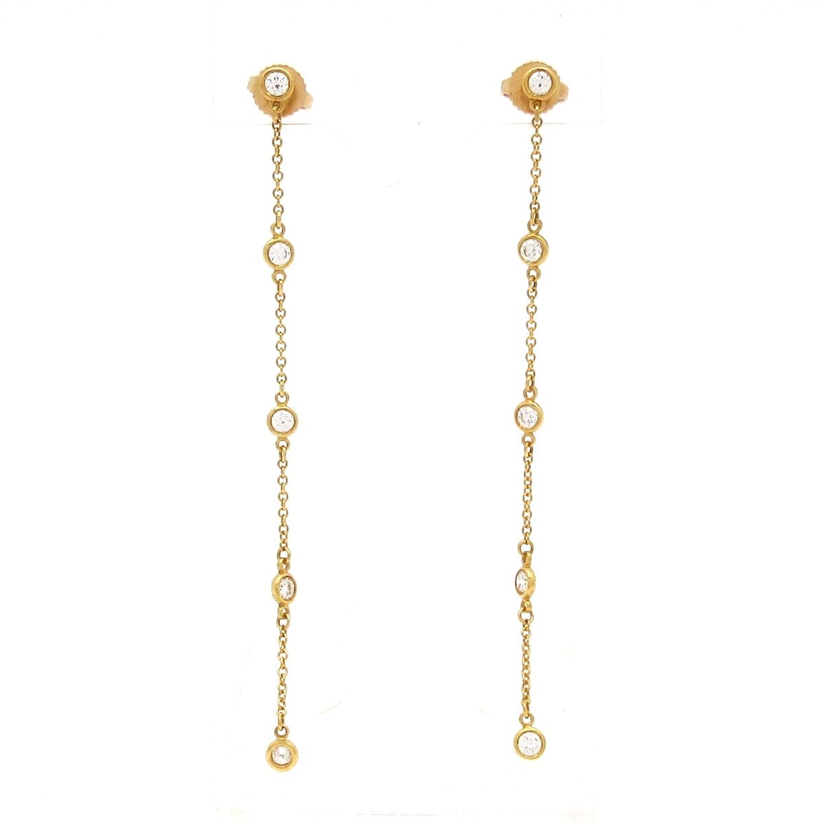 TIFFANY&Co.(ティファニー) ピアス美品 バイザヤード ドロップピアス K18YG×ダイヤモンド 総10Pダイヤ(片側5Pダイヤ)