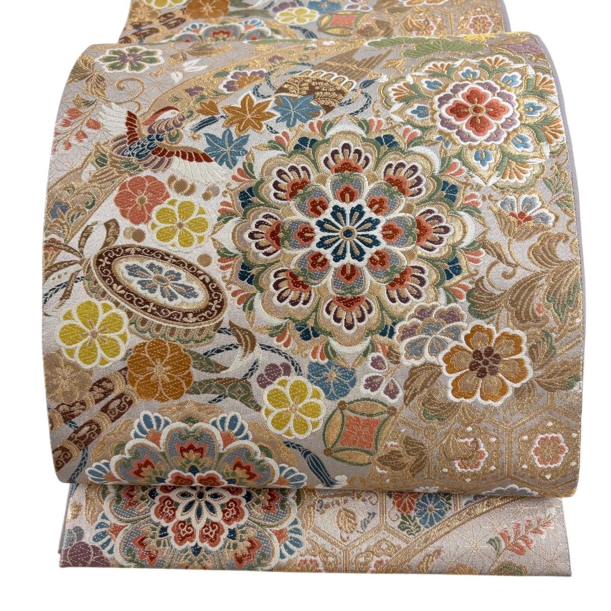 美品】 袋帯 秀品 華文 鳥 箔 金糸 銀色 六通 正絹 【中古】 - メルカリ