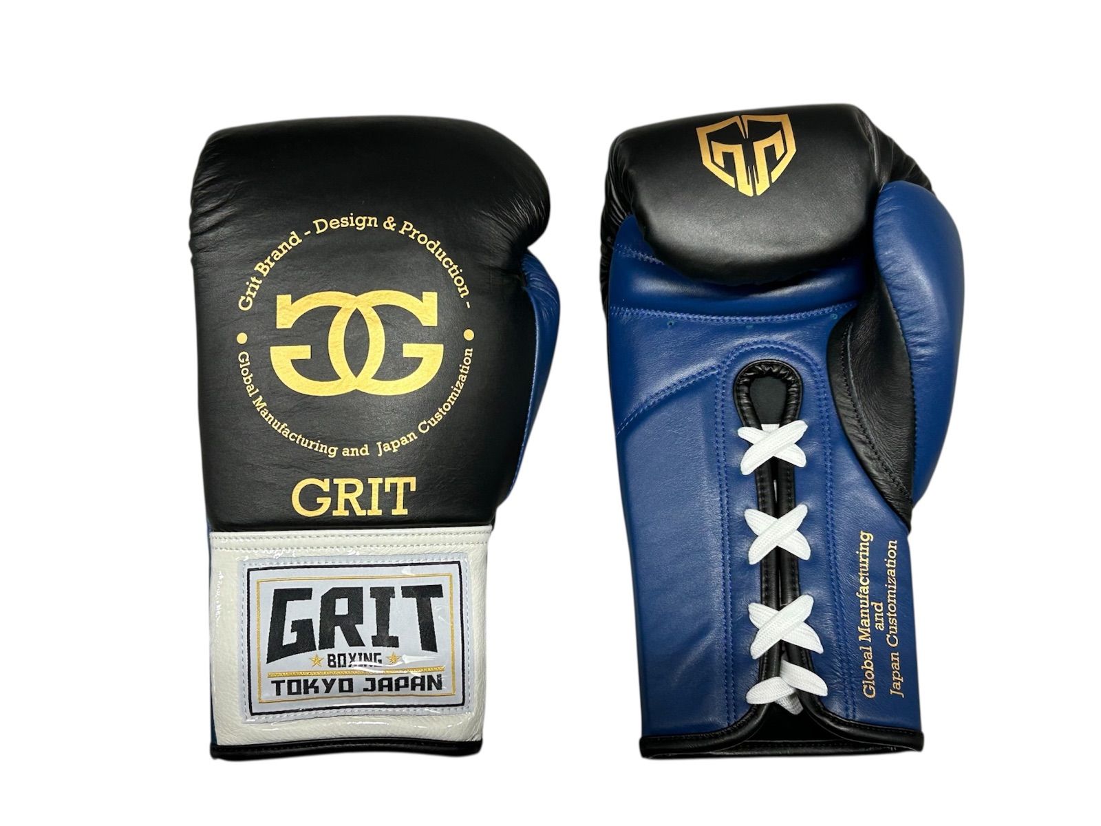 GRIT BLUE GOLD LOGO 紐式 ボクシンググローブ 本革製