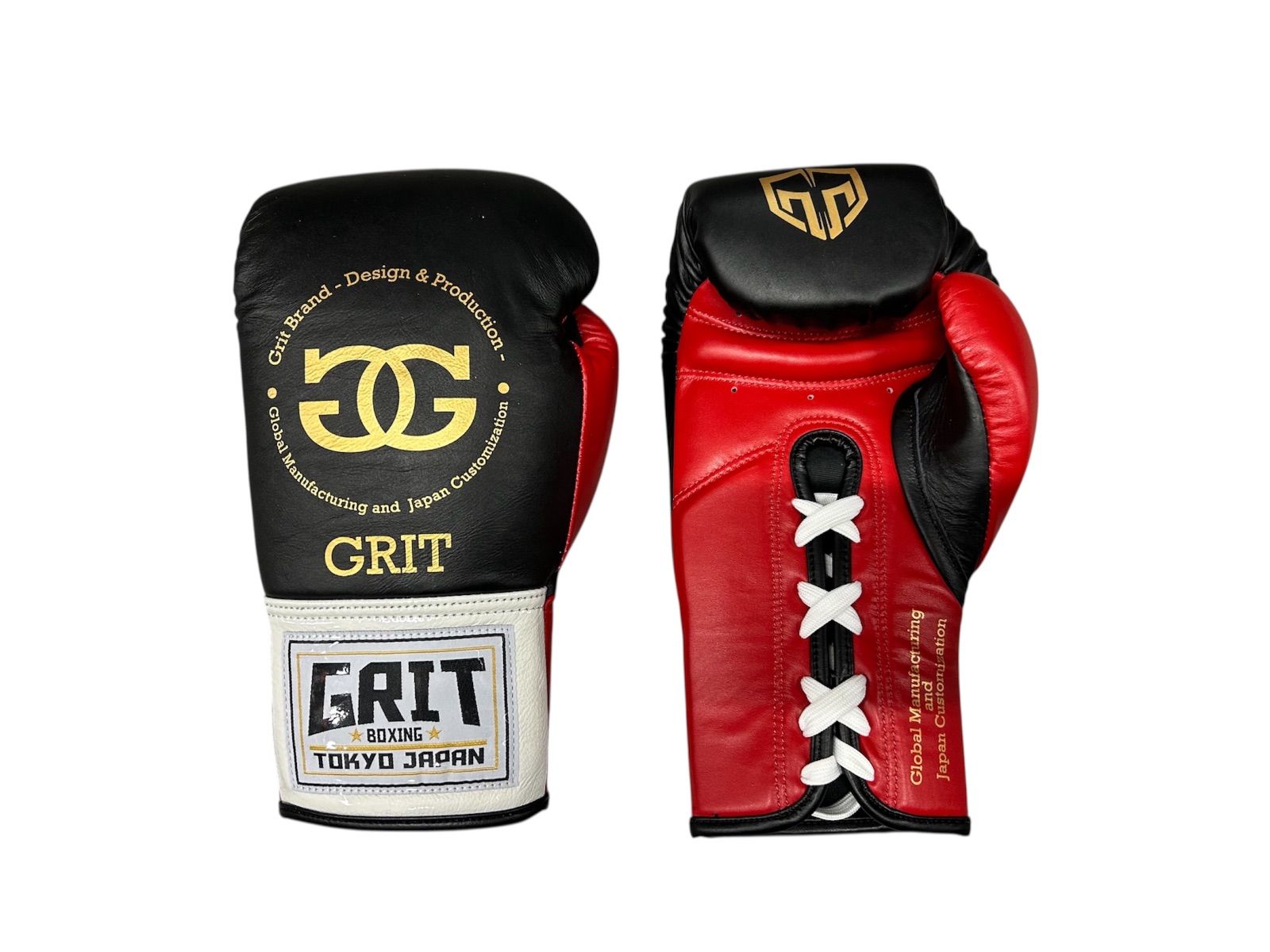GRIT RED GOLD LOGO 紐式 ボクシンググローブ 本革製