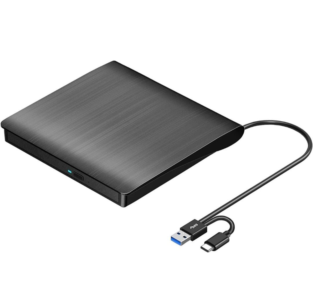 ★ROOFULL 外付けCD DVDドライブ USB 3.0 & USB-C キャリーケース付き ポータブル USB ROM +/-RW 光学ディスクドライブ プレーヤーバーナー ノートパソコン Mac コンピューター