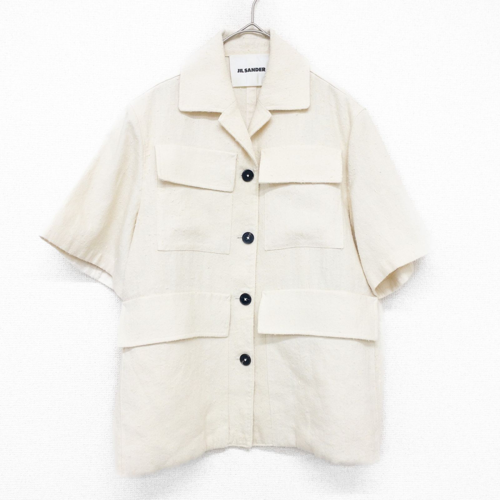 JIL SANDER ジルサンダー 半袖シャツ ミリタリー シルク リネン 