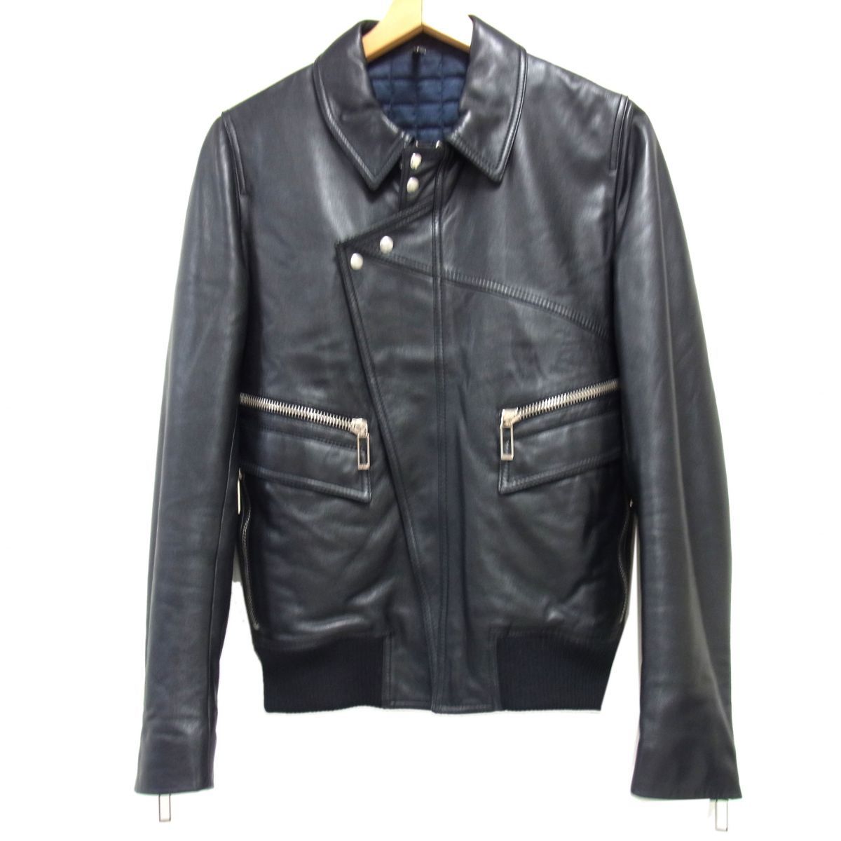 美品 定価50万円☆Dior HOMME 名作 09AW ラムレザー ライダース 