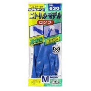 （まとめ）エステー 作業用手袋 ニトリルモデル ロングM No.630〔×10セット〕