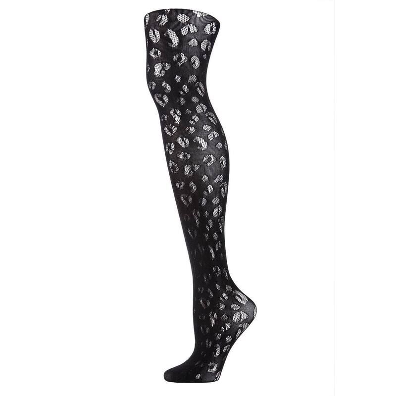 ナトリ レディース アンダーウェア 靴下 プリント Natori Leopard Print SemiOpaque Netights Black ブラック
