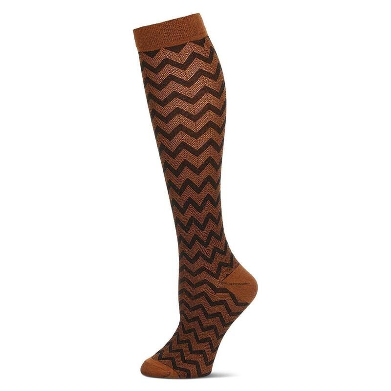 メモイ レディース アンダーウェア 靴下 コットン MeMoi Zagtrastwotone Cotton Blend Knee High Sock Sudan Brown ブラウン