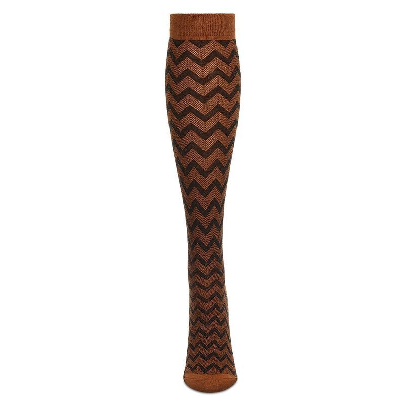 メモイ レディース アンダーウェア 靴下 コットン MeMoi Zagtrastwotone Cotton Blend Knee High Sock Sudan Brown ブラウン