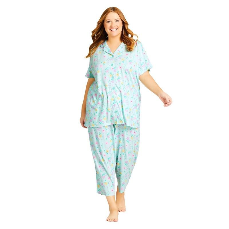 アベニュー レディース アンダーウェア ナイトウェア プラスサイズ Avenue Womens Plusize Button Up Sleep Top Floral