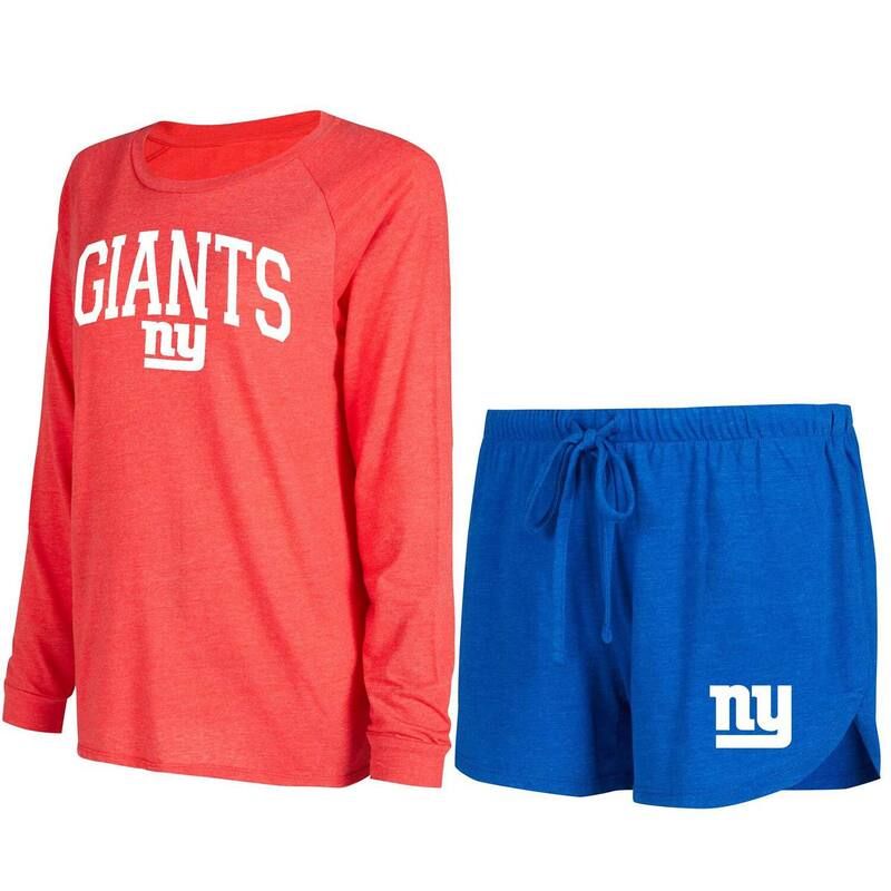 アンブランデッド レディース アンダーウェア ナイトウェア Tシャツ ショートパンツ Unbranded Womens Conceptsport RoyalRed New York Giants Raglan Long Sleeve TShirt Shorts