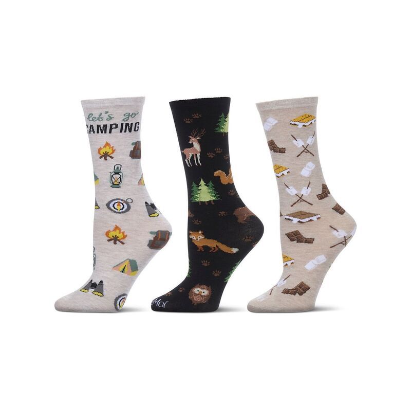 メモイ レディース アンダーウェア 靴下 MeMoi Lets Go Camping 3 Pack Gift Set Crew Socks Multi マルチカラー