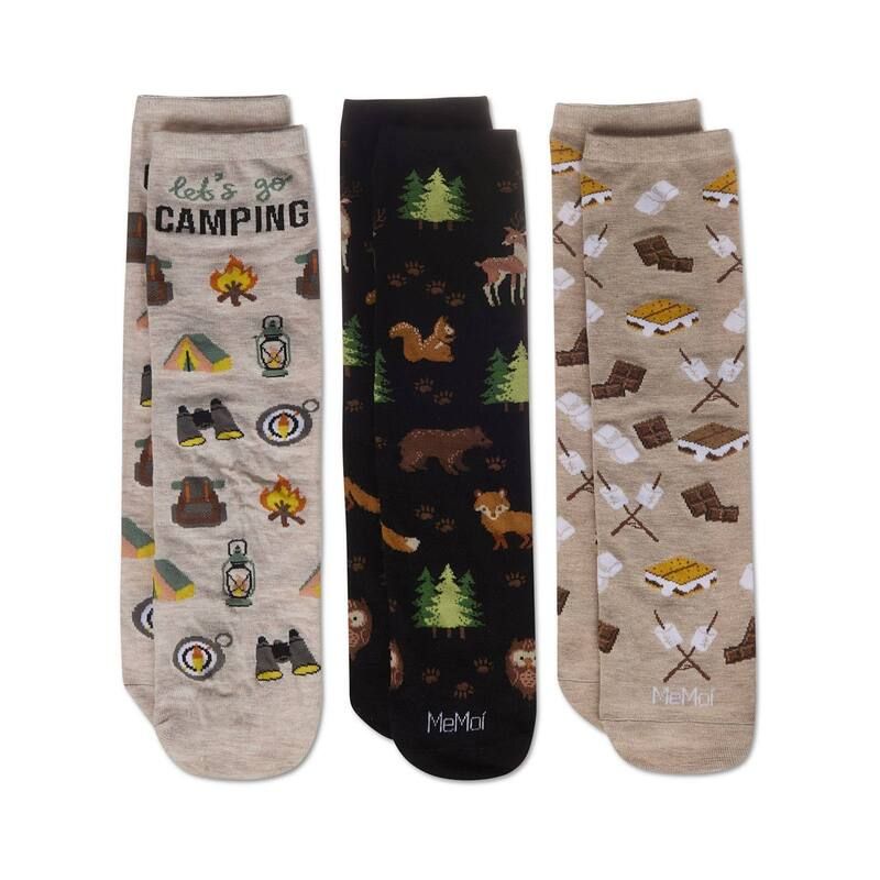 メモイ レディース アンダーウェア 靴下 MeMoi Lets Go Camping 3 Pack Gift Set Crew Socks Multi マルチカラー