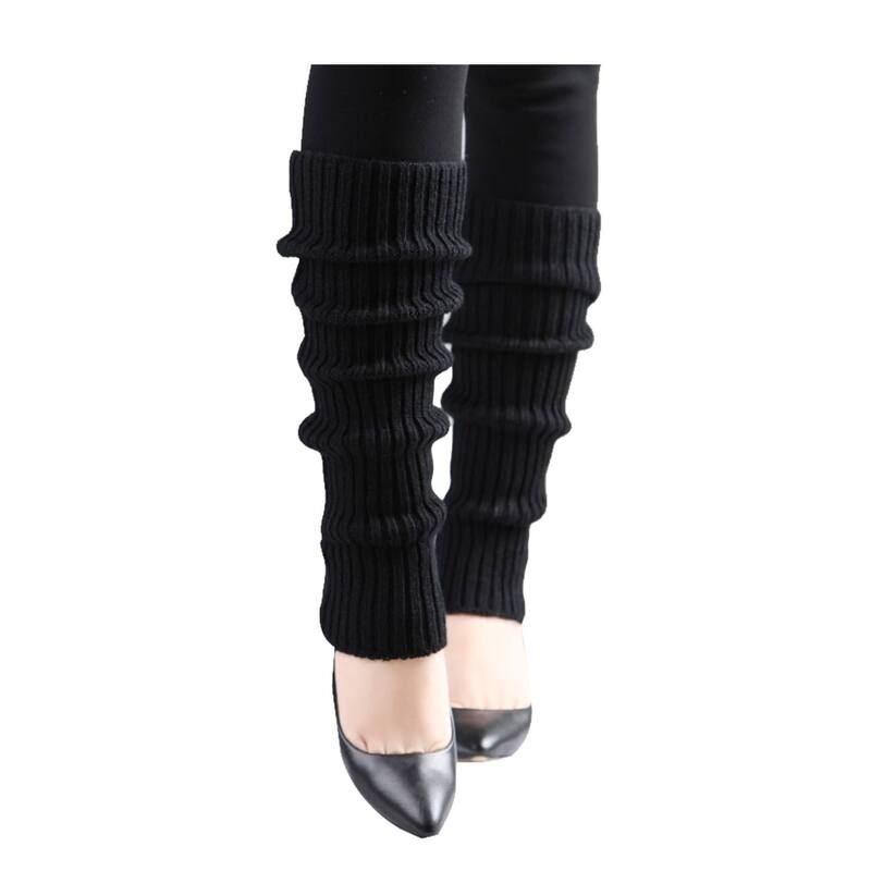 アレグラ ケー レディース アンダーウェア 靴下 リブ ニット ALLEGRA K Womens Knittedesign Solid Warm Thicknee High Length Ribbed Leg Warmers Black ブラック