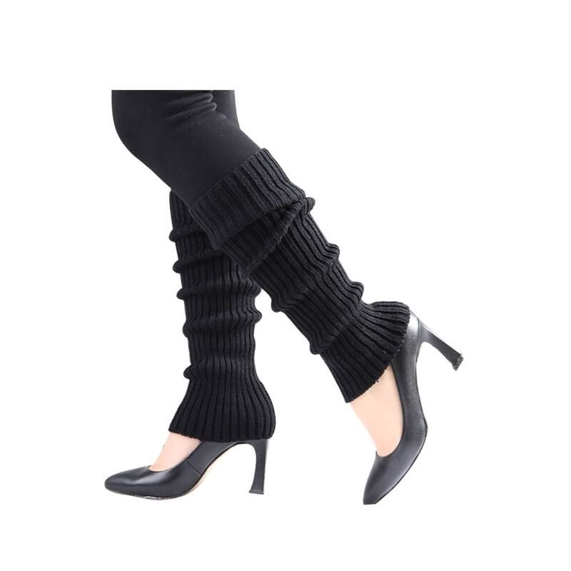アレグラ ケー レディース アンダーウェア 靴下 リブ ニット ALLEGRA K Womens Knittedesign Solid Warm Thicknee High Length Ribbed Leg Warmers Black ブラック
