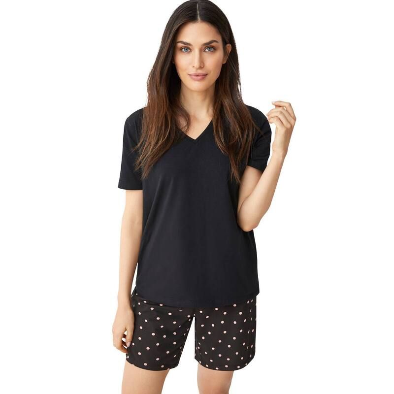 Ellos レディース アンダーウェア ナイトウェア プラスサイズ ellos Plusize 2Piece Short Sleep Set Black Dot ブラック
