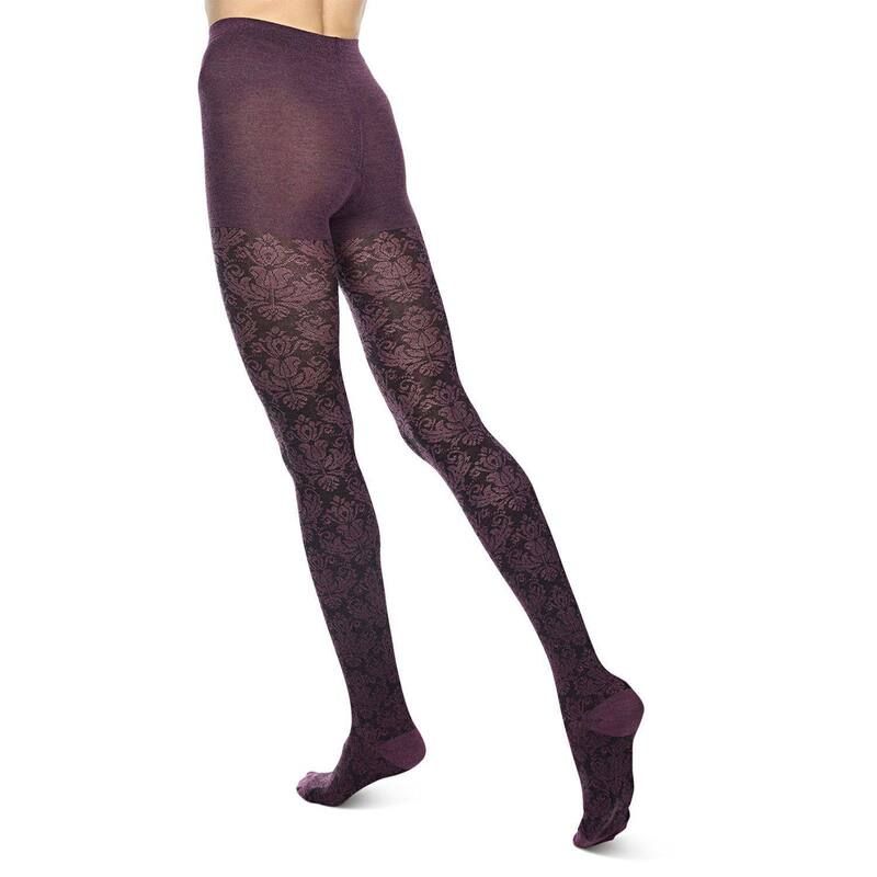 メモイ レディース アンダーウェア 靴下 セーター コットン MeMoi Baroque Patterned Cotton Blend Sweater Tights Grape Heather ヘザー メモイ レディース アンダーウェア 靴下 セーター コットン MeMoi Baroque Patterned Cotton Blend Sweater Tights Grape Heather ヘザー
