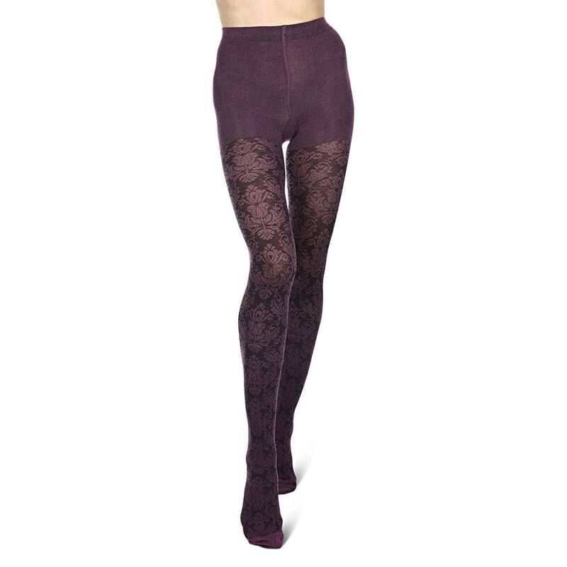 メモイ レディース アンダーウェア 靴下 セーター コットン MeMoi Baroque Patterned Cotton Blend Sweater Tights Grape Heather ヘザー メモイ レディース アンダーウェア 靴下 セーター コットン MeMoi Baroque Patterned Cotton Blend Sweater Tights Grape Heather ヘザー