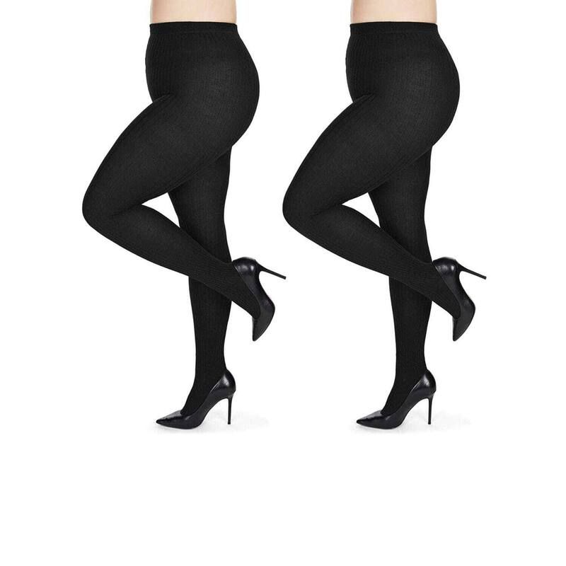 メモイ レディース アンダーウェア 靴下 リブ セーター コットン MeMoi 2 Pair Womens Ribbed Cotton Blend Sweater Tights Black ブラック メモイ レディース アンダーウェア 靴下 リブ セーター コットン MeMoi 2 Pair Womens Ribbed Cotton Blend Sweater Tights Black ブラック
