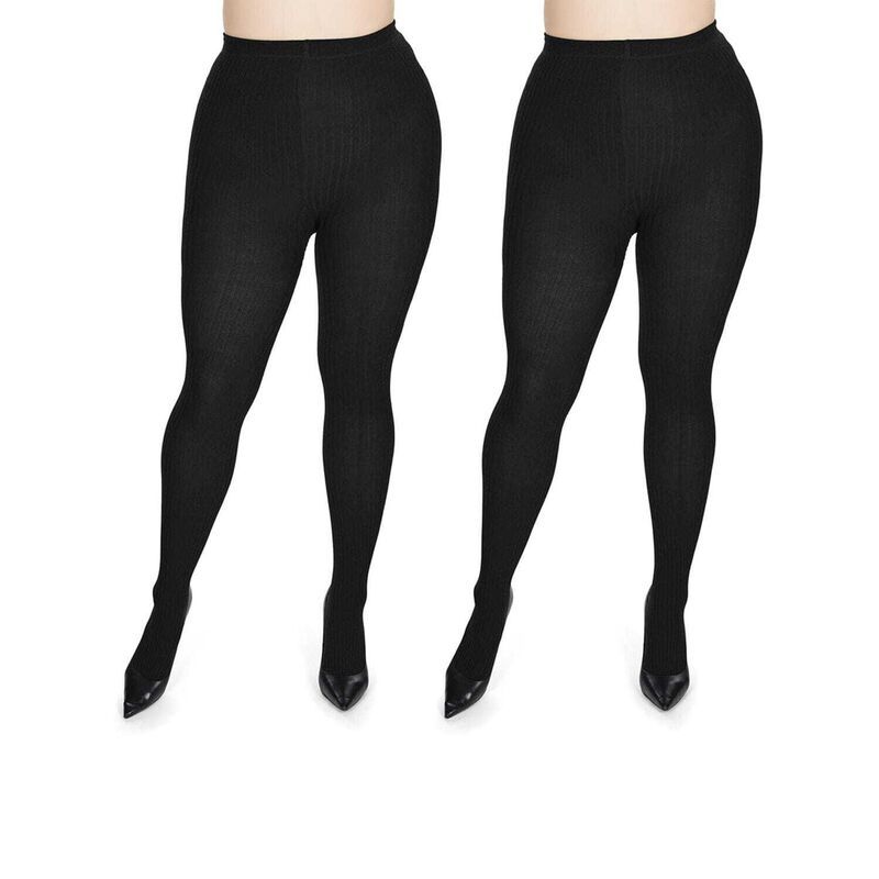 メモイ レディース アンダーウェア 靴下 リブ セーター コットン MeMoi 2 Pair Womens Ribbed Cotton Blend Sweater Tights Black ブラック メモイ レディース アンダーウェア 靴下 リブ セーター コットン MeMoi 2 Pair Womens Ribbed Cotton Blend Sweater Tights Black ブラック
