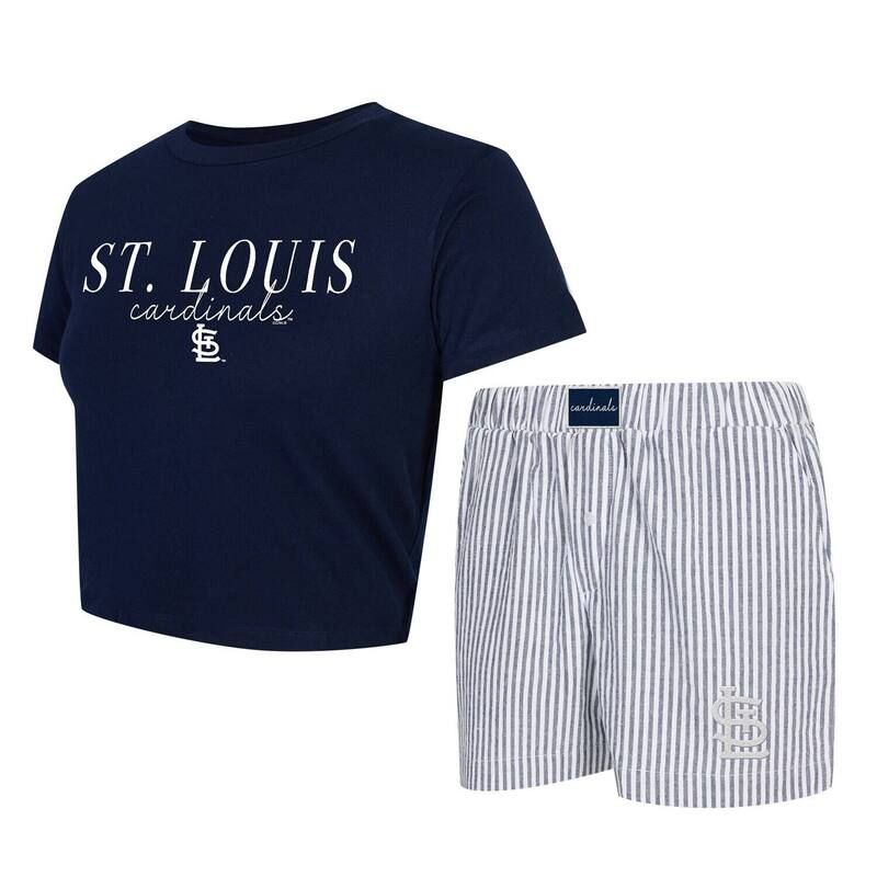 アンブランデッド レディース アンダーウェア ナイトウェア Tシャツ ショートパンツ クロップド Unbranded Womens Conceptsport NavyWhite St Louis Cardinals Copeland Cropped TShir