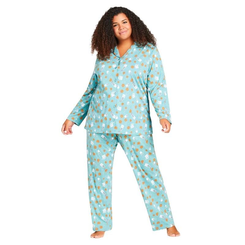 アベニュー レディース アンダーウェア ナイトウェア プラスサイズ Avenue Womens Plusize Button Through Sleep Top Cookie Print