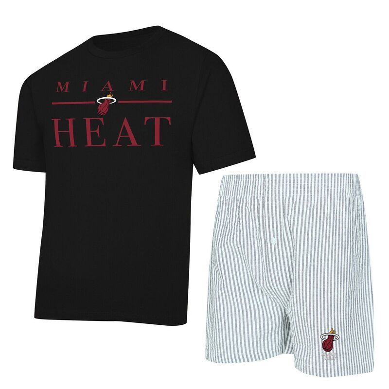 アンブランデッド レディース アンダーウェア ナイトウェア Tシャツ ショートパンツ クロップド Unbranded Womens Conceptsport BlackWhite Miami Heat Copeland Cropped TShirt Short