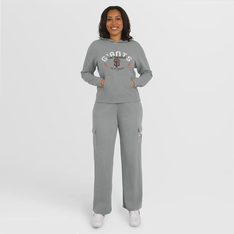 ウェア バイ エリン アンドルーズ レディース アンダーウェア ナイトウェア ニット 長袖 パーカー Womens WEAR by Erin Andrews Gray San Francisco Giants WaffleKnit LongSleeve Hoo